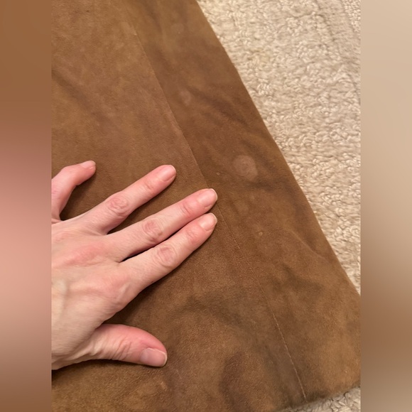 Vintage Brown Suede Leather Trench Coat Belted Long Jacket Size 48 small s - Picture 11 of 13